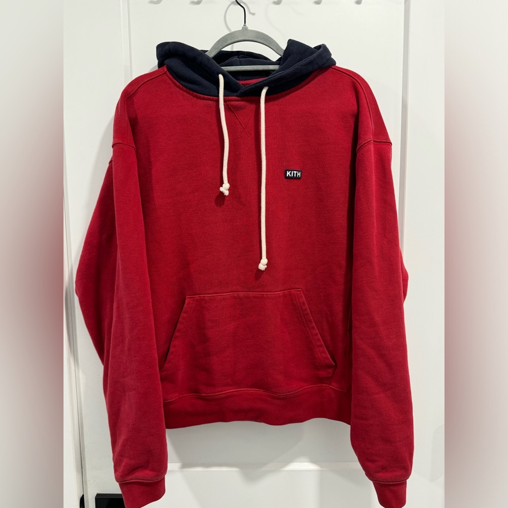 NWOT KITH two tone hoodie blue and white